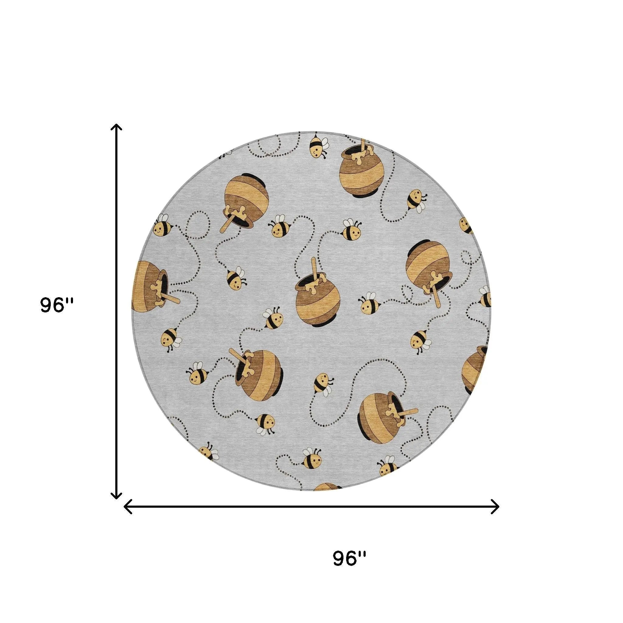 8' Silver And Beige Round Geometric Washable Indoor Outdoor Area Rug Homeroots Outdoor