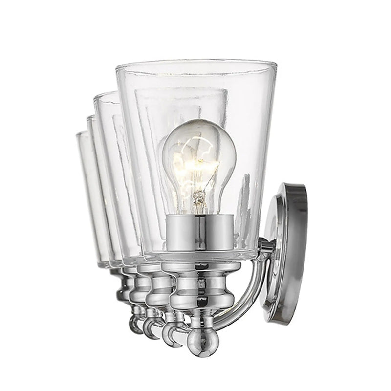 8" Silver And Clear Metal and Glass Vanity Flush Mounted Sconce Homeroots Lighting