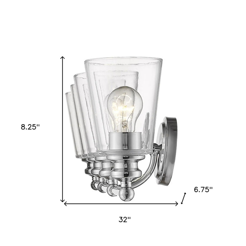 8" Silver And Clear Metal and Glass Vanity Flush Mounted Sconce Homeroots Lighting