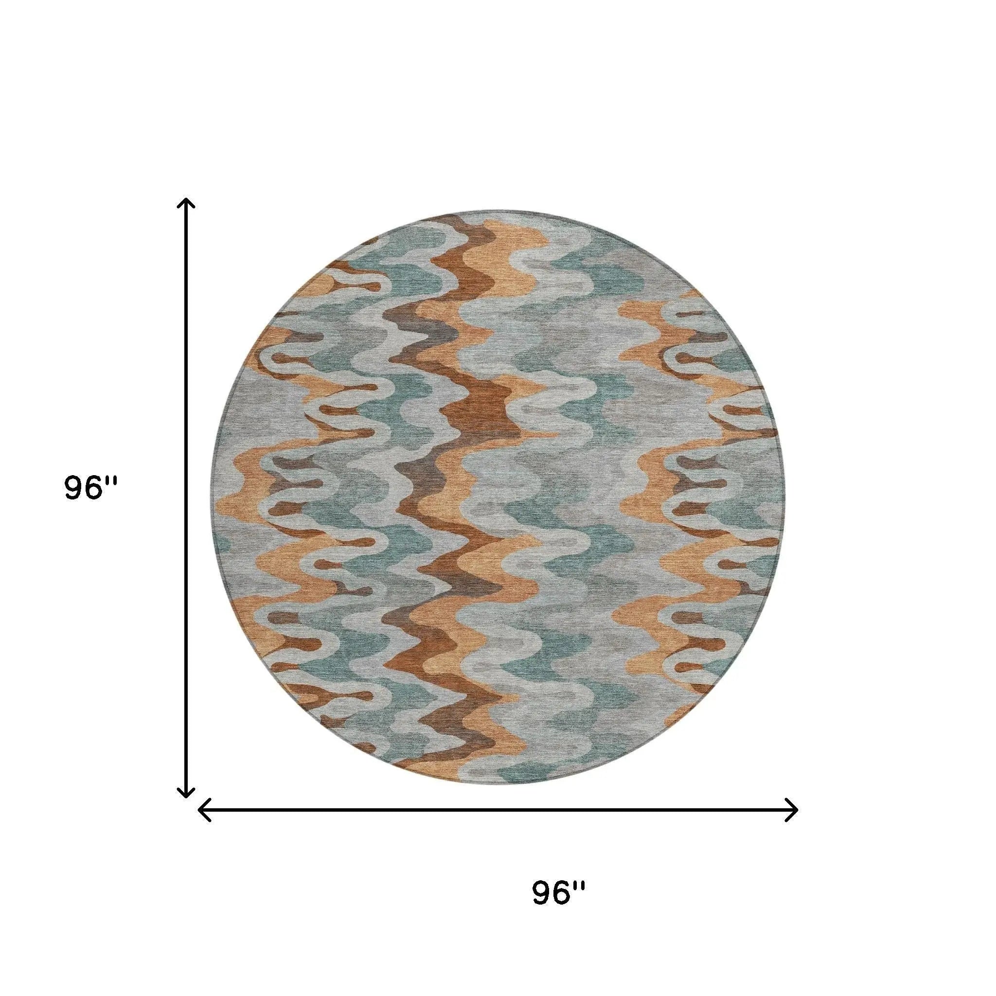 8' Silver And Copper Round Abstract Washable Indoor Outdoor Area Rug Homeroots Outdoor
