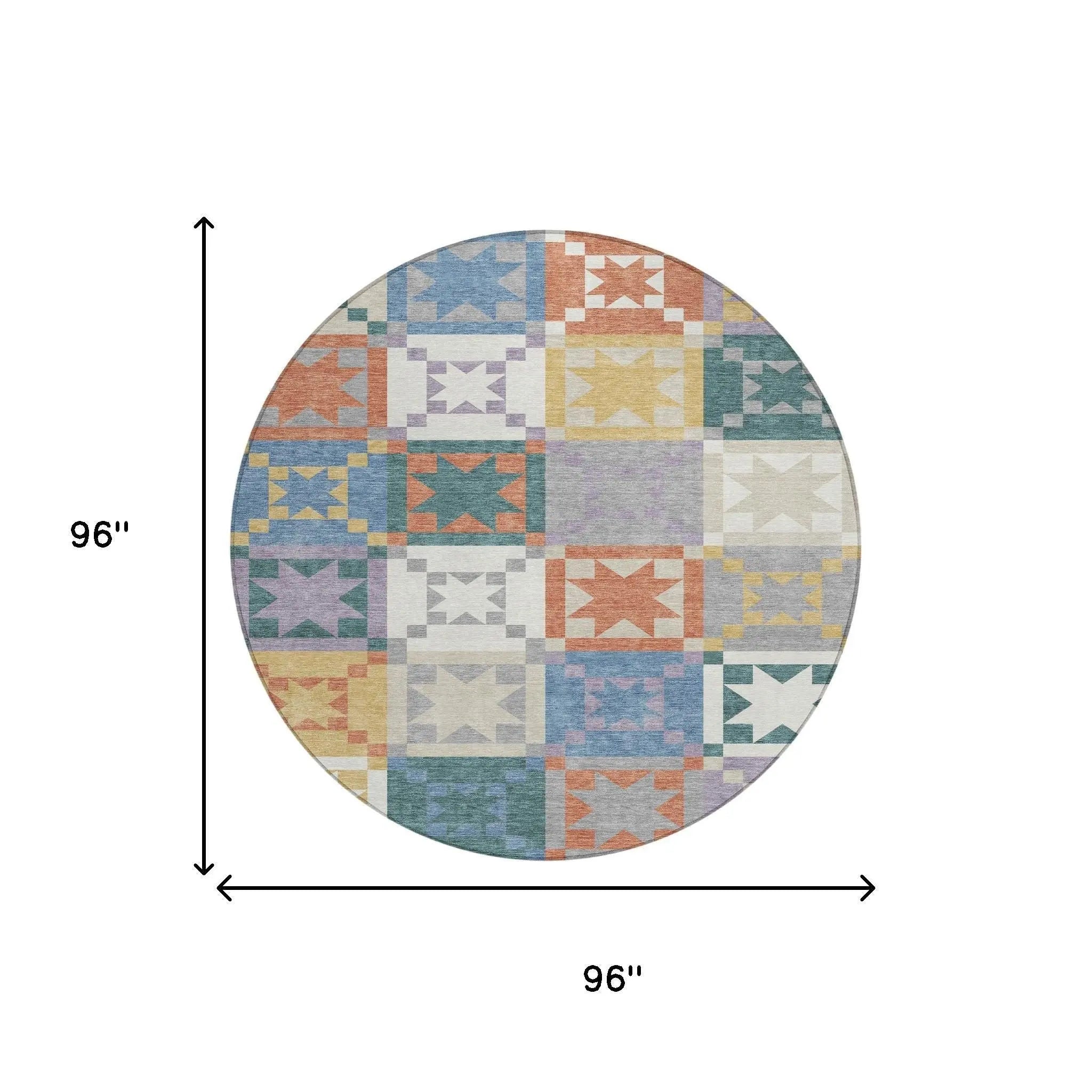 8' Silver And Gold Round Patchwork Washable Indoor Outdoor Area Rug Homeroots Outdoor