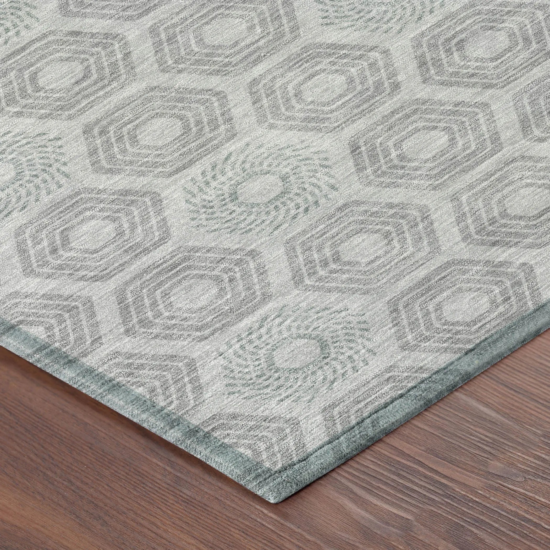8' Silver And Granite Gray Round Geometric Washable Indoor Outdoor Area Rug Homeroots Outdoor