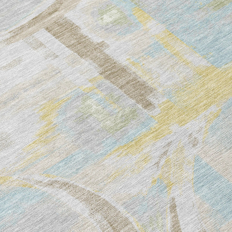 8' Silver And Gray Round Abstract Washable Indoor Outdoor Area Rug Homeroots Outdoor
