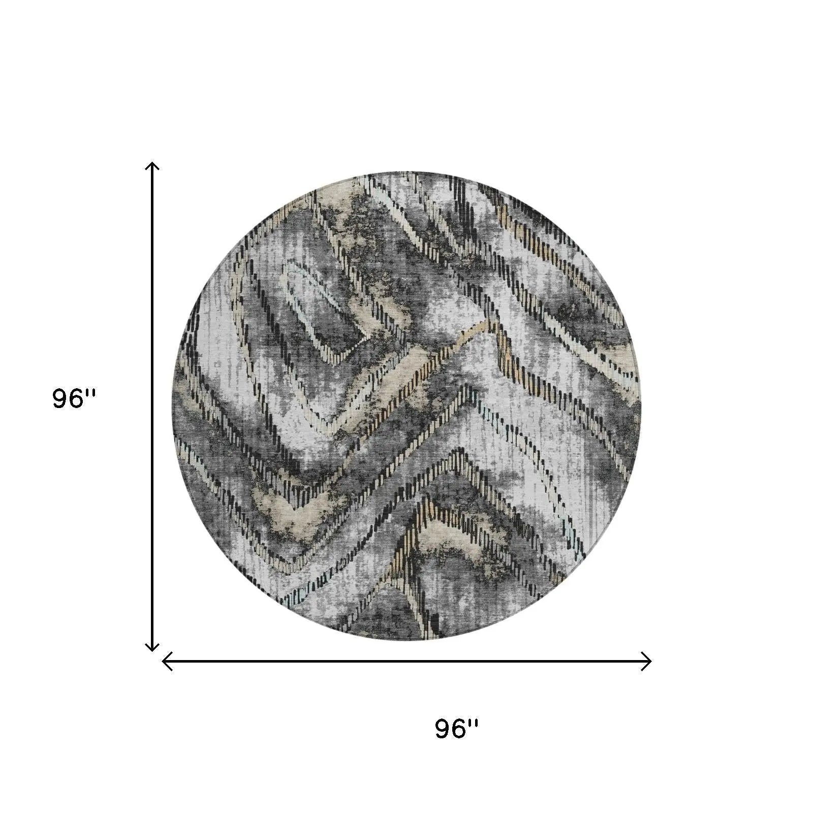 8' Silver And Gray Round Abstract Washable Indoor Outdoor Area Rug Homeroots Outdoor