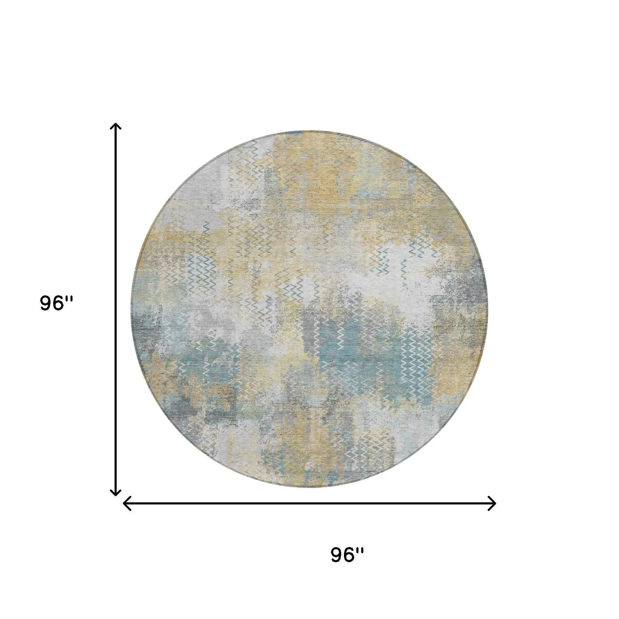 8' Silver And Gray Round Abstract Washable Indoor Outdoor Area Rug Homeroots Outdoor