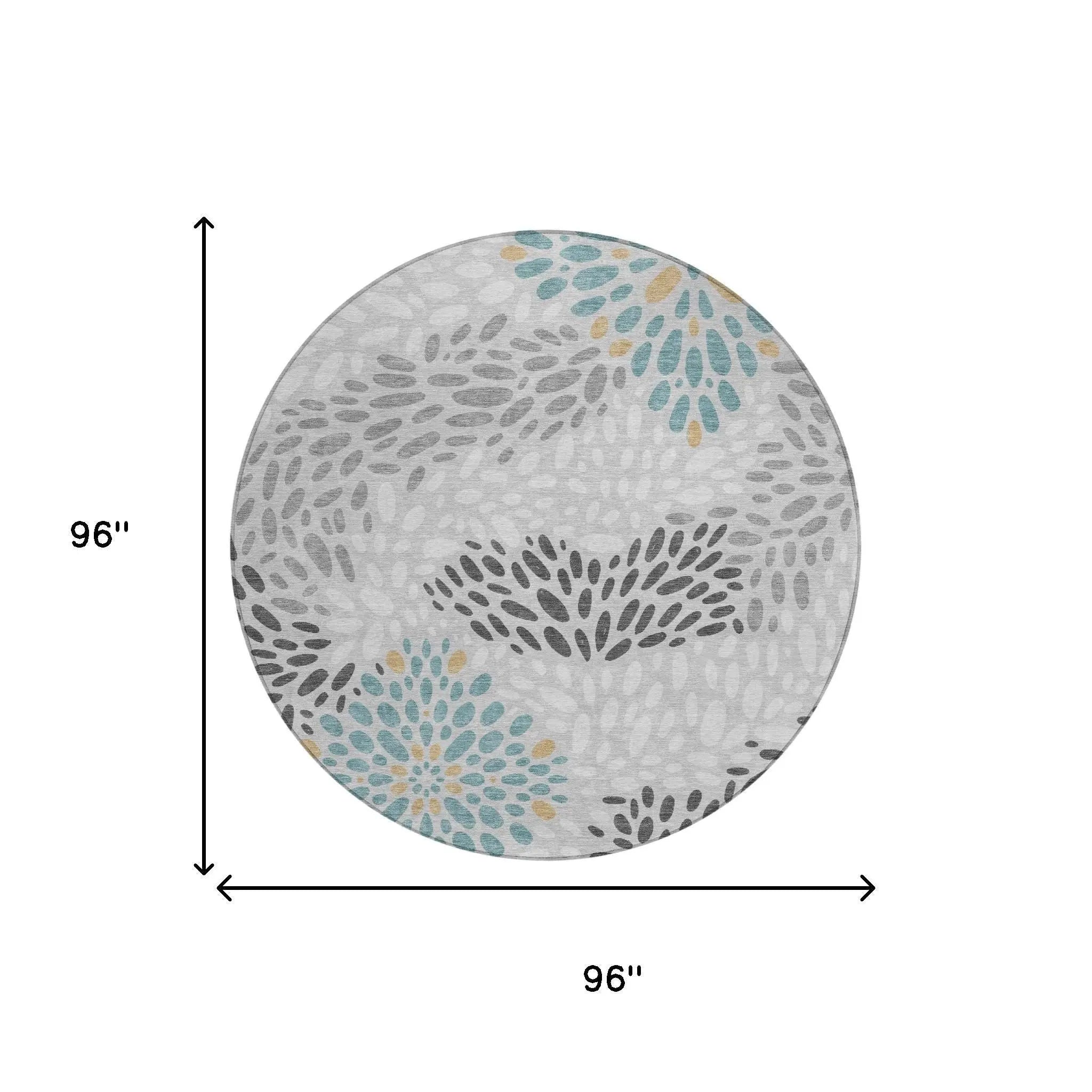 8' Silver And Gray Round Abstract Washable Indoor Outdoor Area Rug Homeroots Outdoor