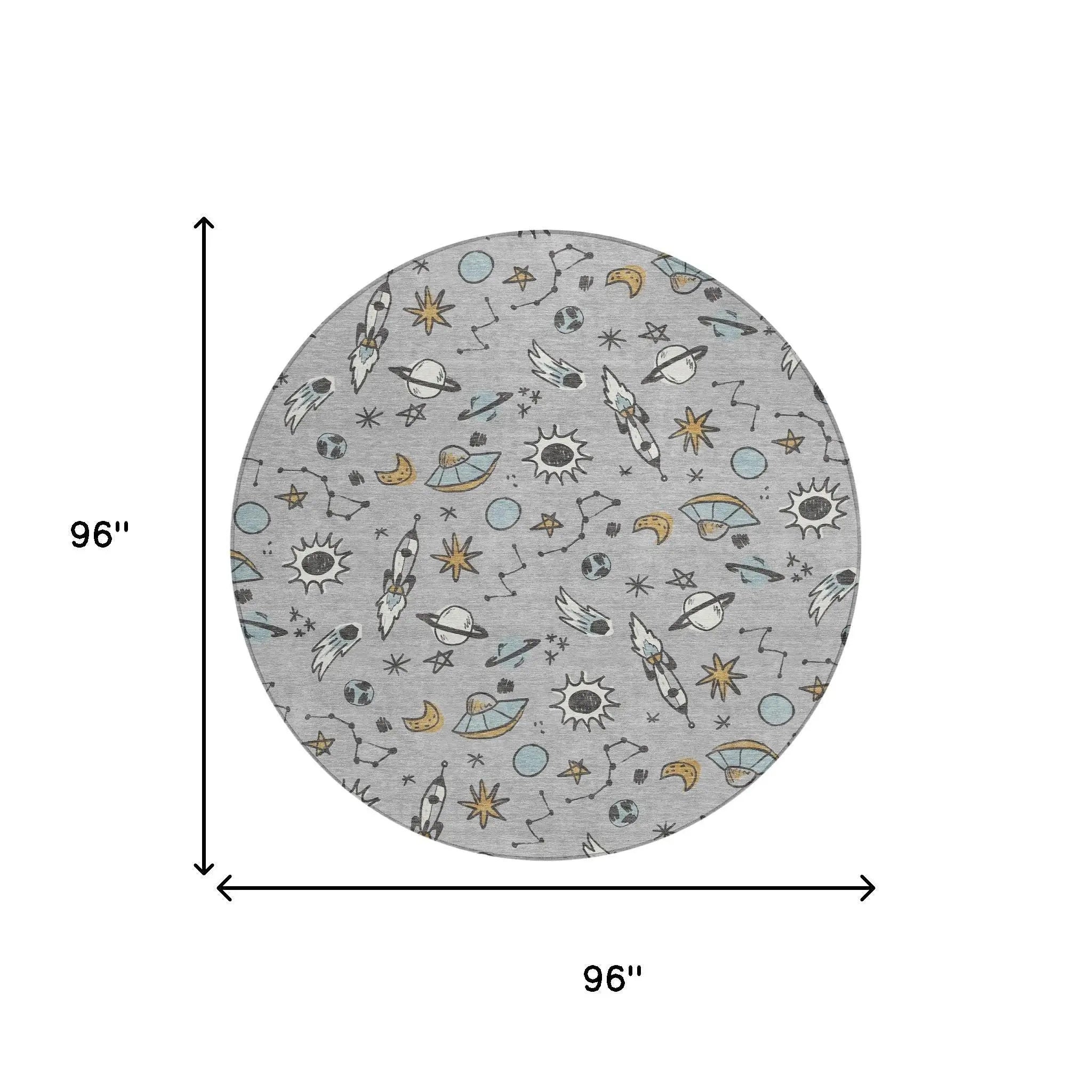 8' Silver And Gray Round Animal Print Washable Indoor Outdoor Area Rug Homeroots Outdoor