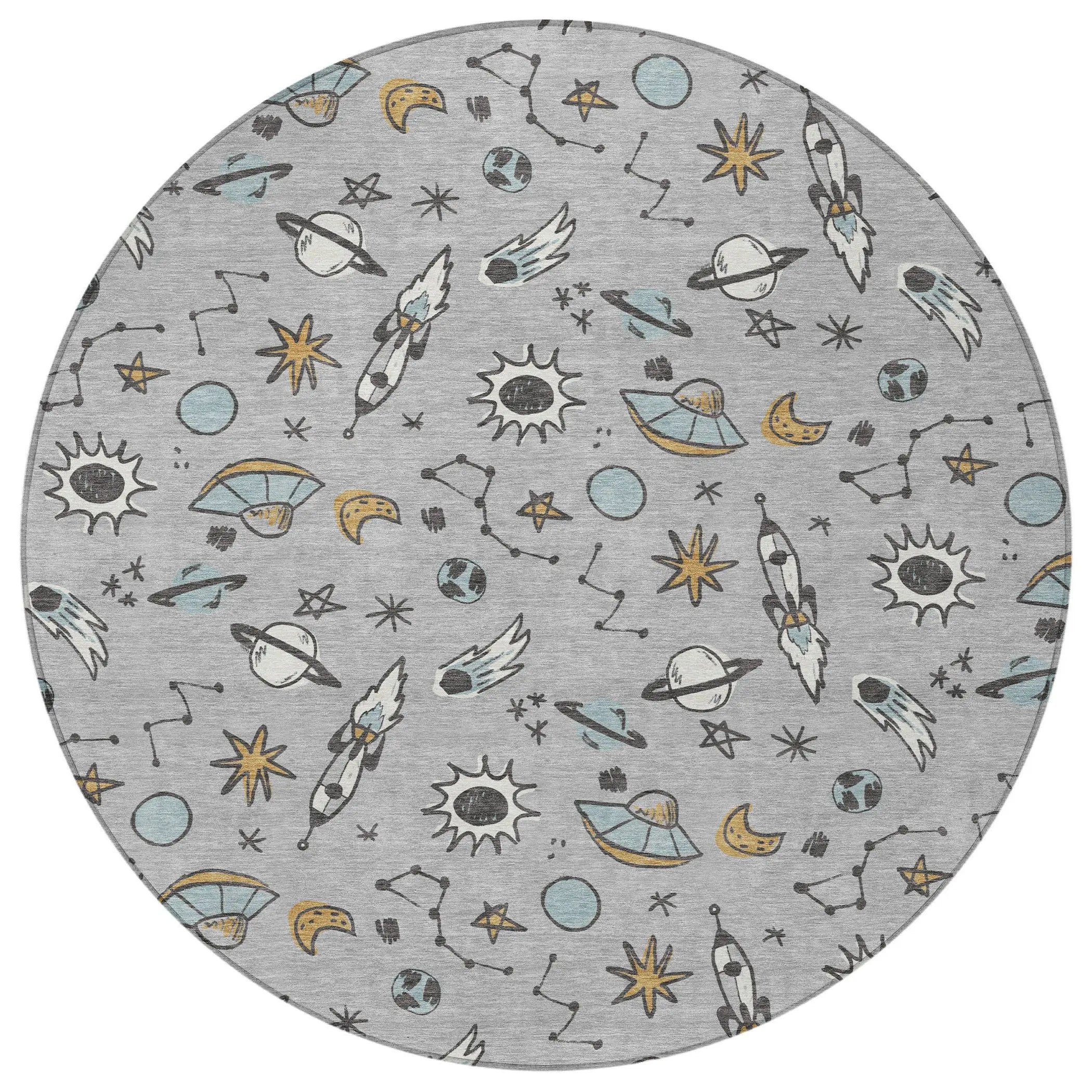 8' Silver And Gray Round Animal Print Washable Indoor Outdoor Area Rug Homeroots Outdoor