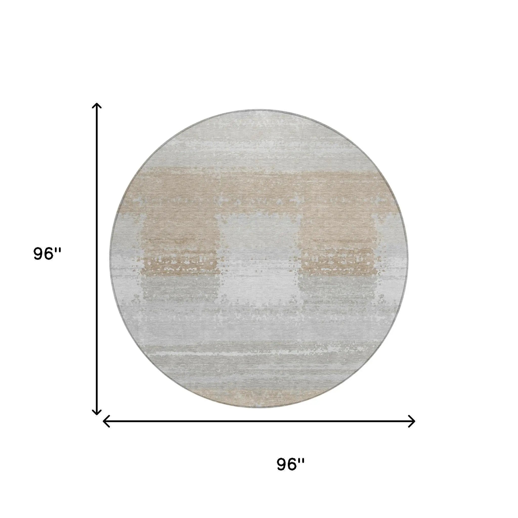 8' Silver And Gray Round Geometric Washable Indoor Outdoor Area Rug Homeroots Outdoor