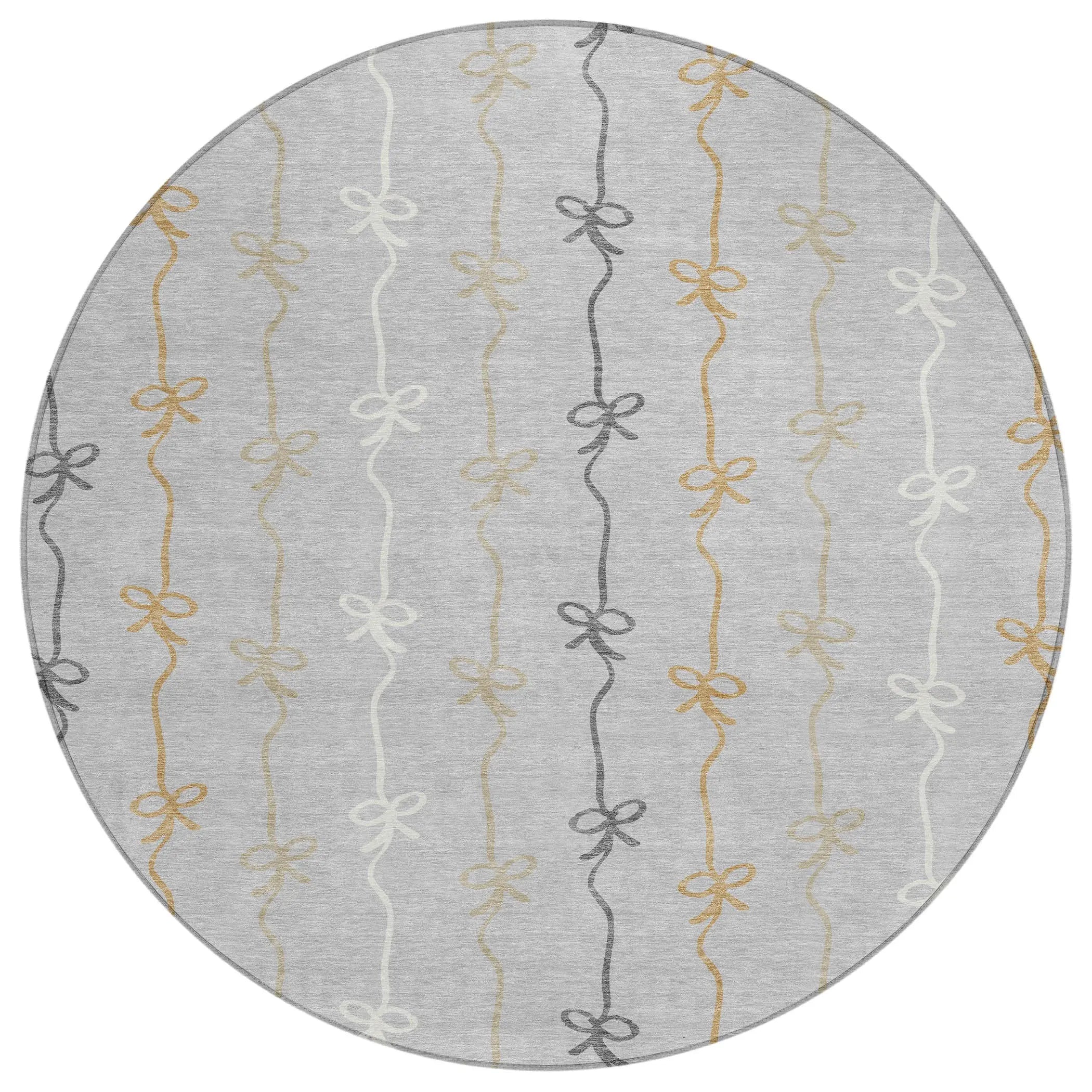 8' Silver And Gray Round Southwestern Washable Indoor Outdoor Area Rug Homeroots Outdoor