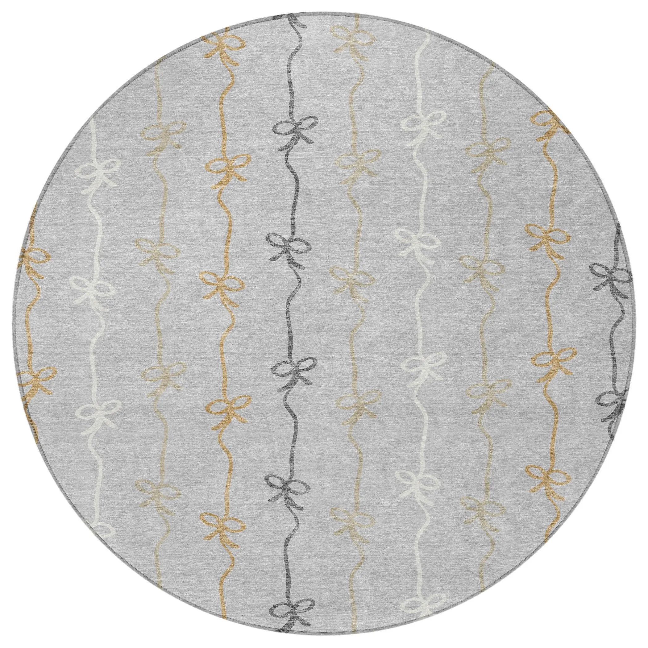 8' Silver And Gray Round Southwestern Washable Indoor Outdoor Area Rug Homeroots Outdoor