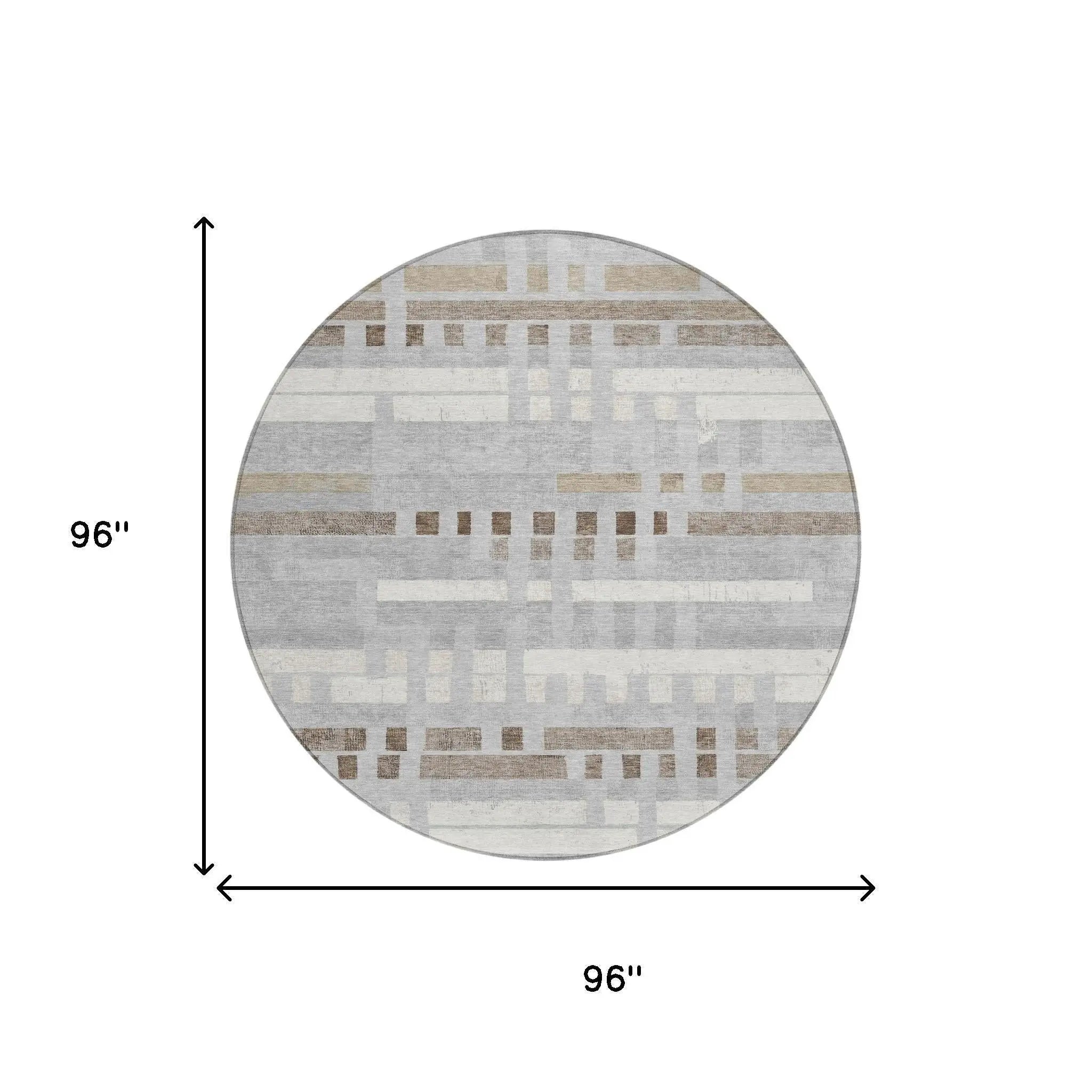 8' Silver And Gray Round Striped Washable Indoor Outdoor Area Rug Homeroots Outdoor