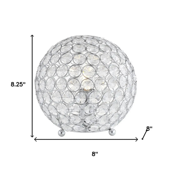 8" Silver Geometric Globe Table Lamp With Globe Homeroots Lighting