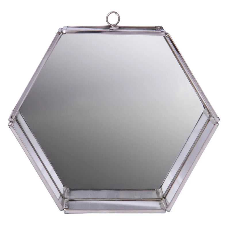 8" Silver Hexagon Steel Framed Accent Mirror Homeroots Bed & Bath