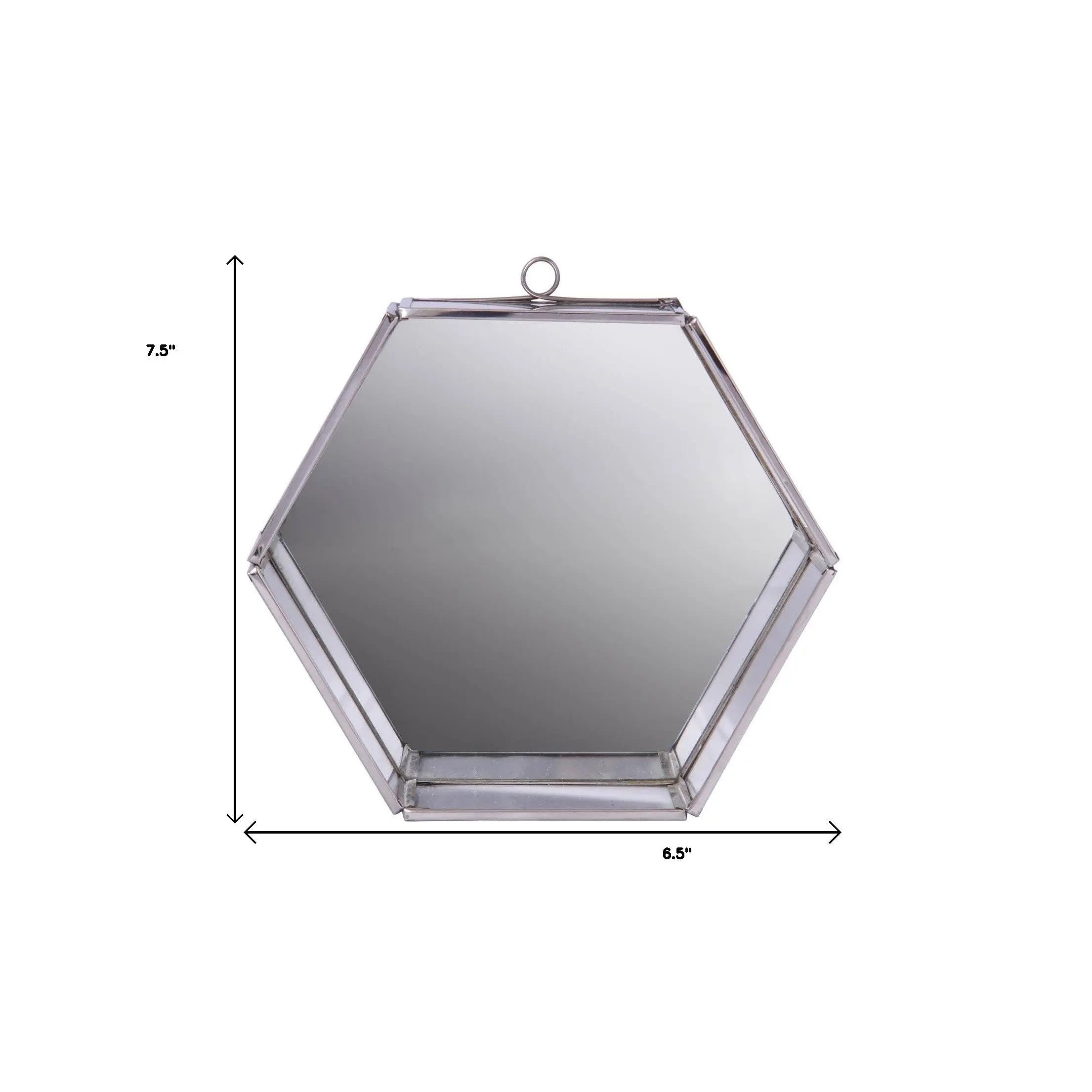 8" Silver Hexagon Steel Framed Accent Mirror Homeroots Bed & Bath