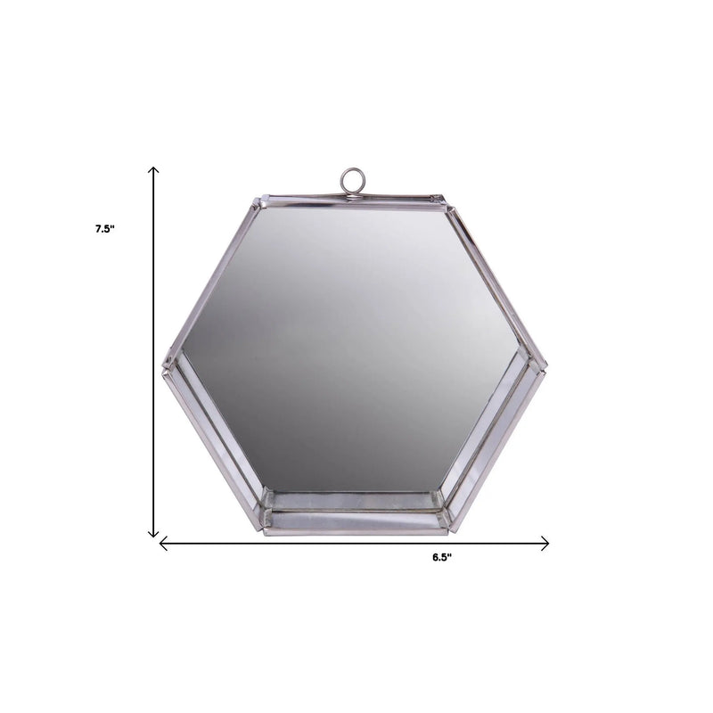 8" Silver Hexagon Steel Framed Accent Mirror Homeroots Bed & Bath