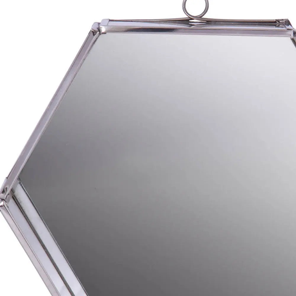 8" Silver Hexagon Steel Framed Accent Mirror Homeroots Bed & Bath