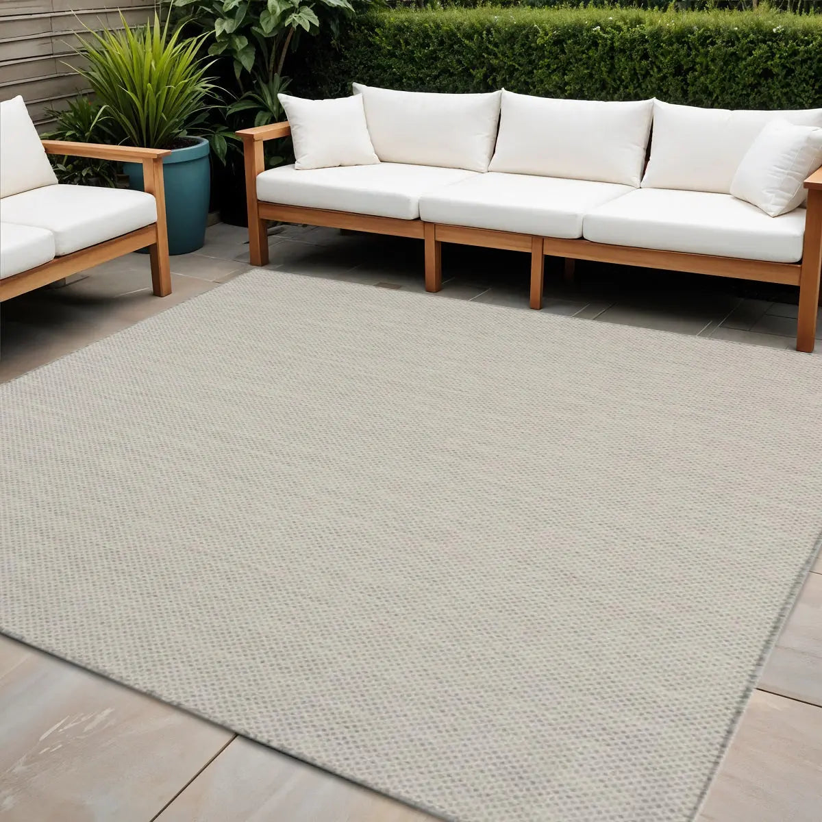 8' Silver Square Geometric Power Loom Area Rug Homeroots Outdoor