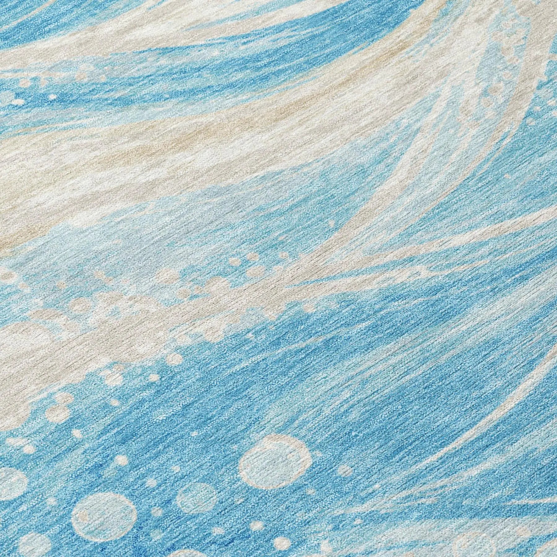 8' Sky Blue And Blue Round Abstract Washable Indoor Outdoor Area Rug Homeroots Outdoor
