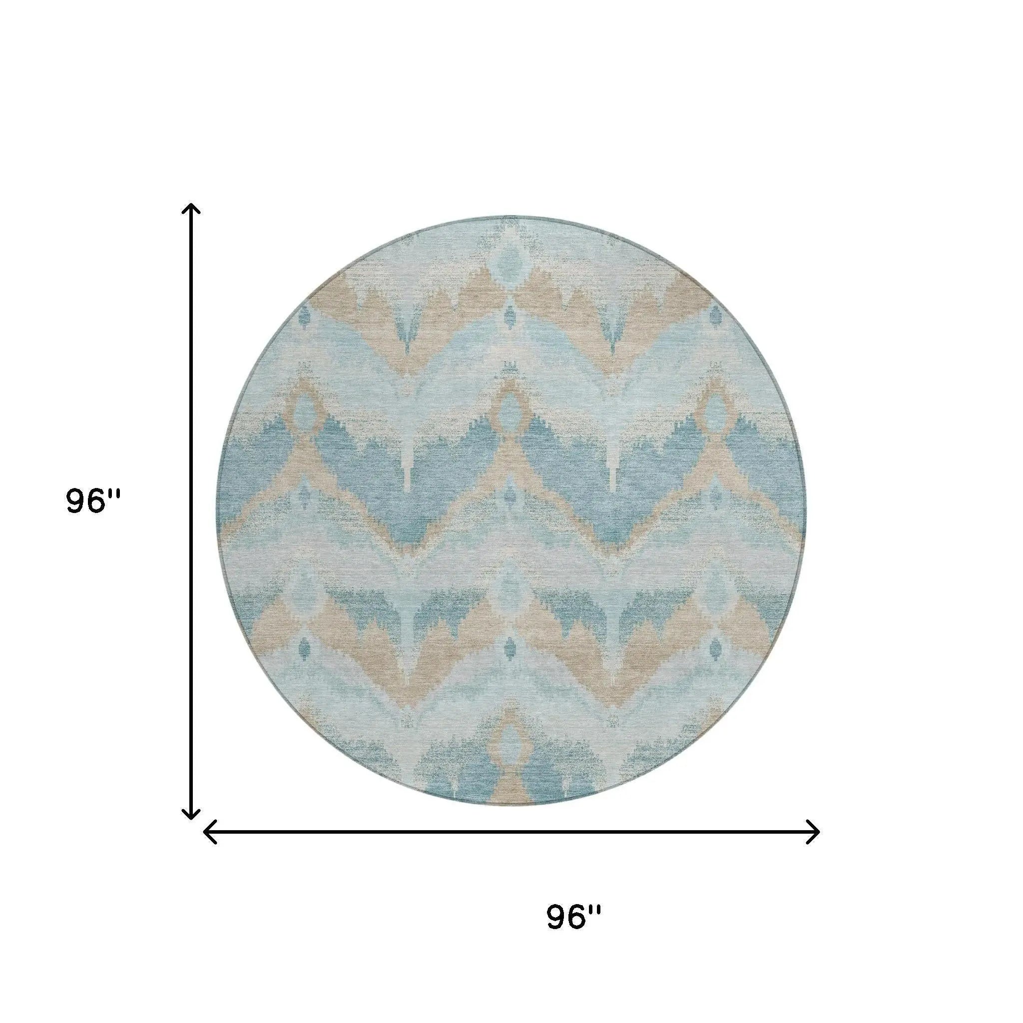 8' Sky Blue And Blue Round Abstract Washable Indoor Outdoor Area Rug Homeroots Outdoor