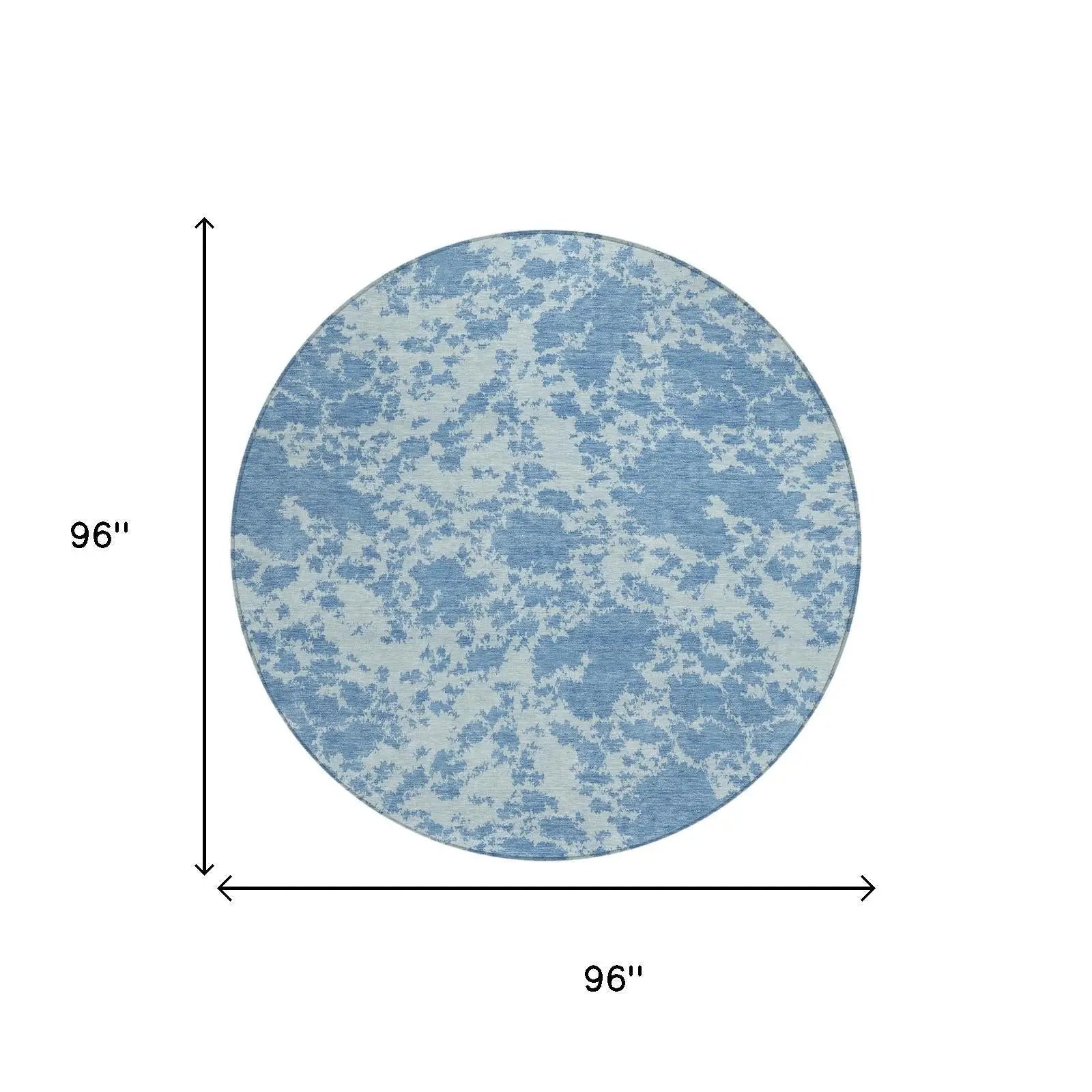 8' Sky Blue And Blue Round Abstract Washable Indoor Outdoor Area Rug Homeroots Outdoor