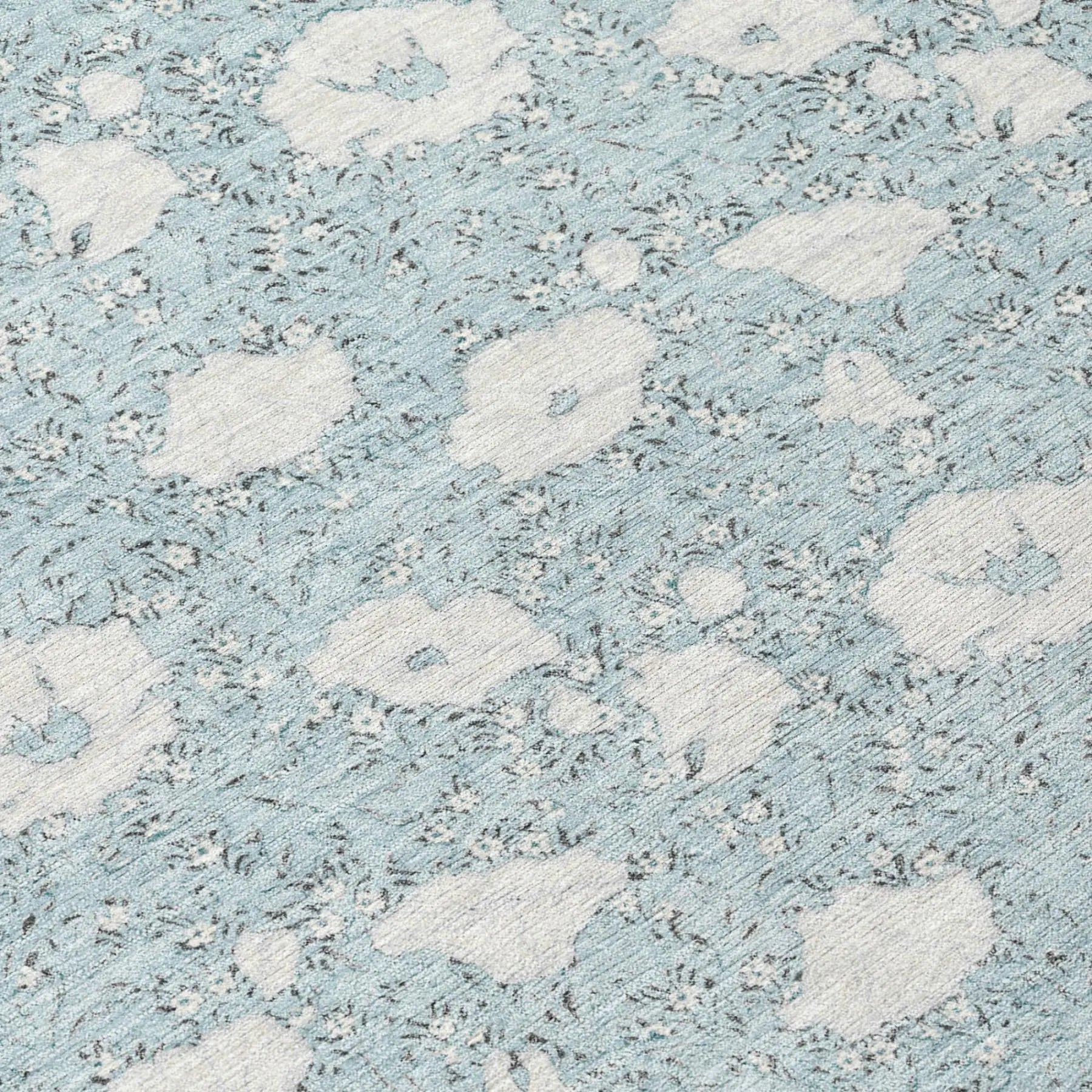 8' Sky Blue And Blue Round Floral Washable Indoor Outdoor Area Rug Homeroots Outdoor