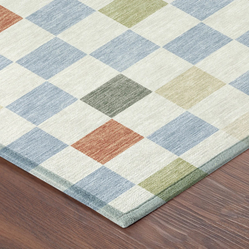 8' Sky Blue And Gray Round Geometric Washable Indoor Outdoor Area Rug Homeroots Outdoor