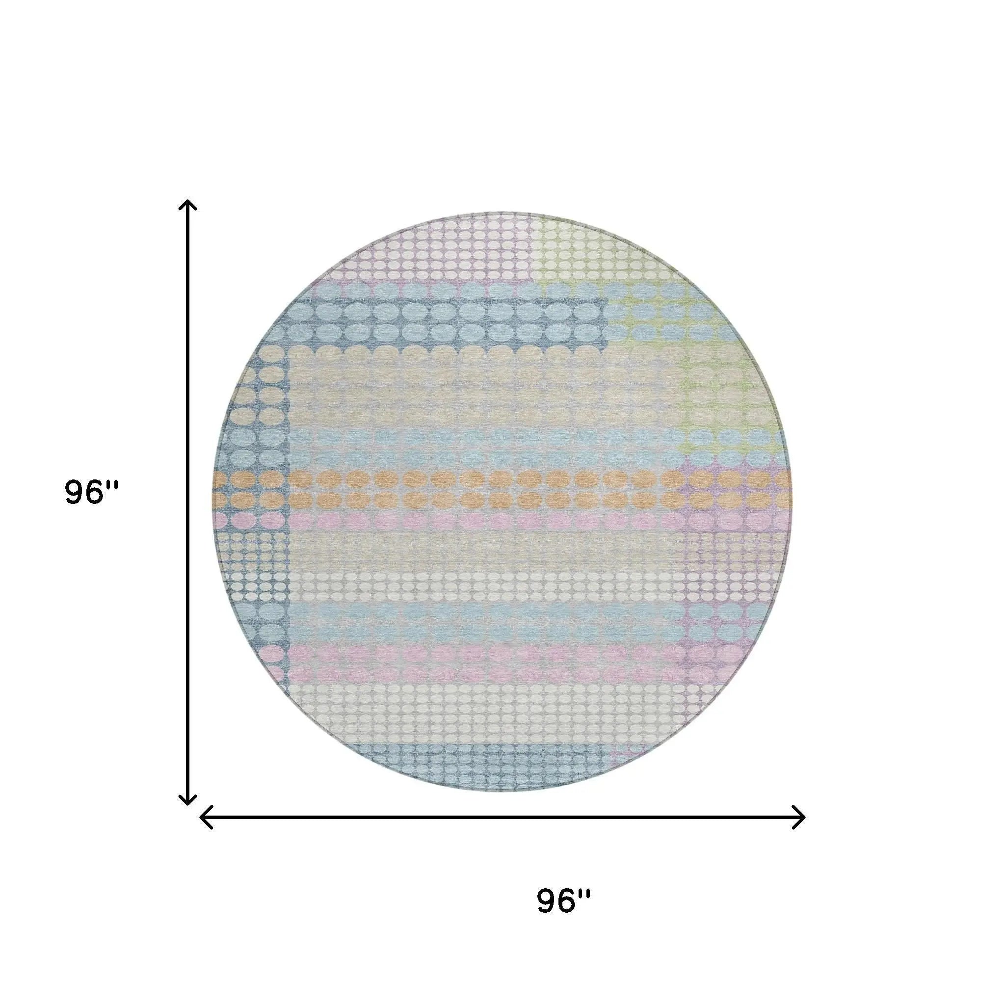 8' Sky Blue And Lavender Round Geometric Washable Indoor Outdoor Area Rug Homeroots Outdoor