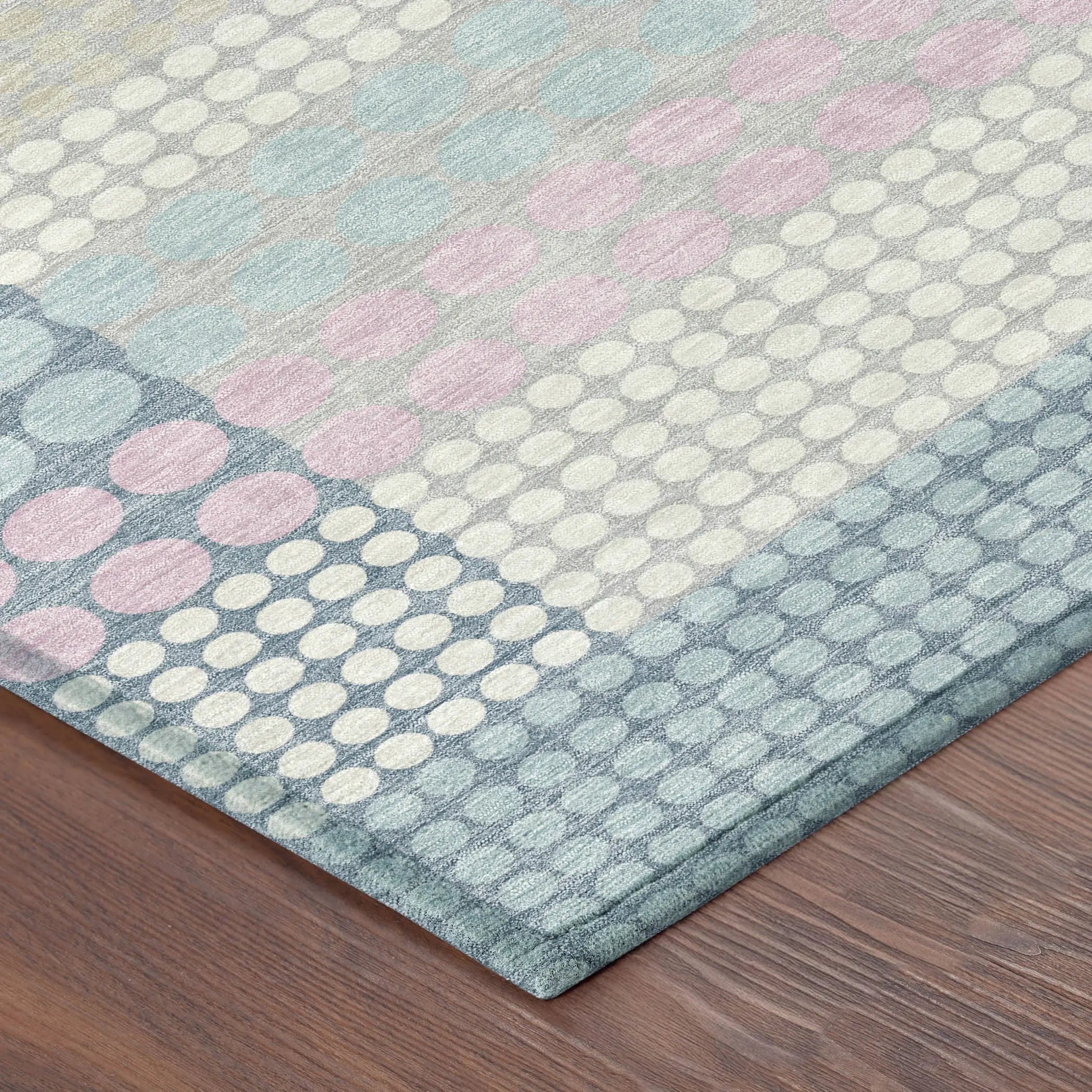 8' Sky Blue And Lavender Round Geometric Washable Indoor Outdoor Area Rug Homeroots Outdoor