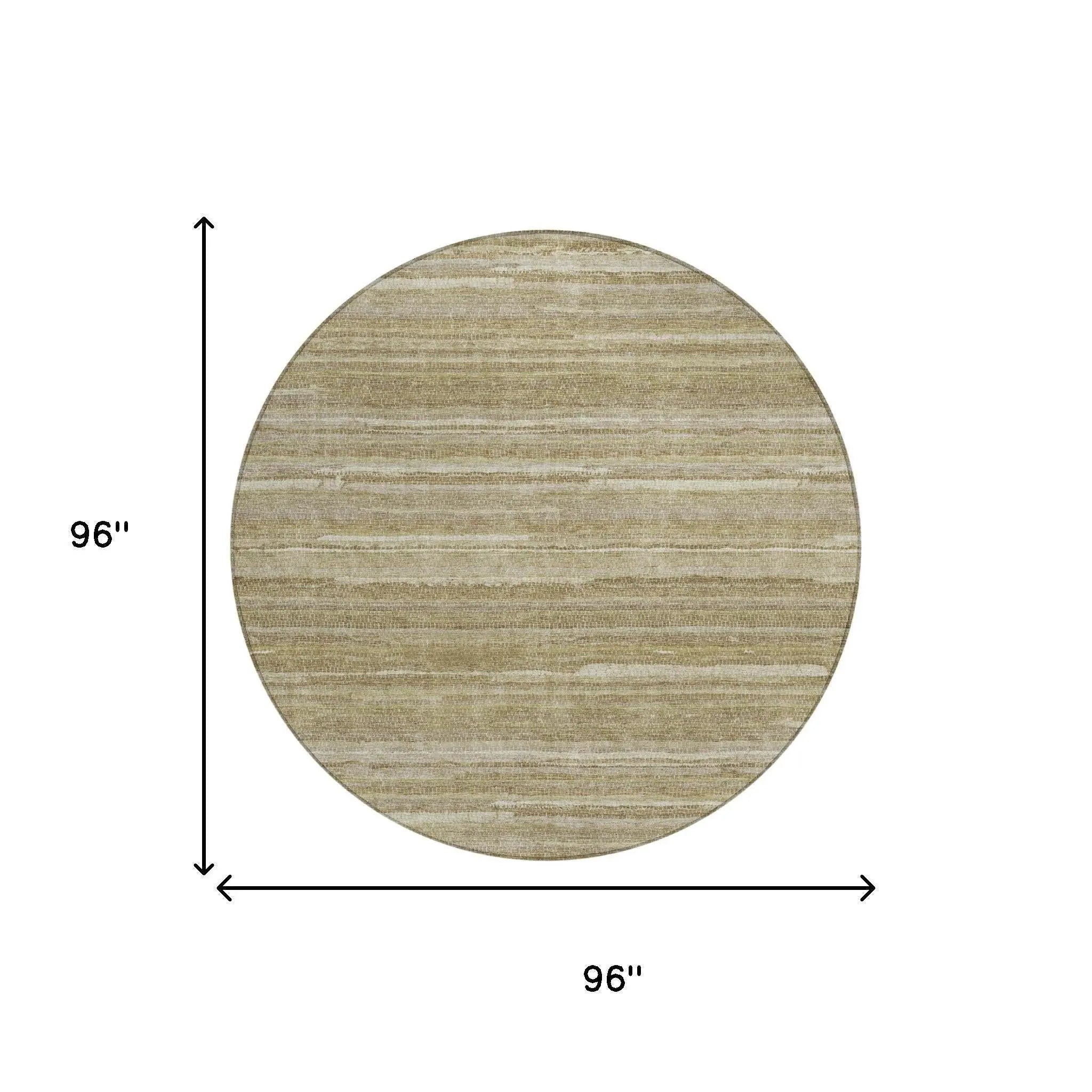 8' Tan And Brown Round Striped Washable Indoor Outdoor Area Rug Homeroots Outdoor