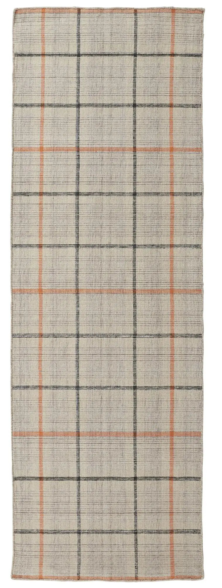 8' Tan Orange And Gray Plaid Hand Woven Area Rug Homeroots Home Decor