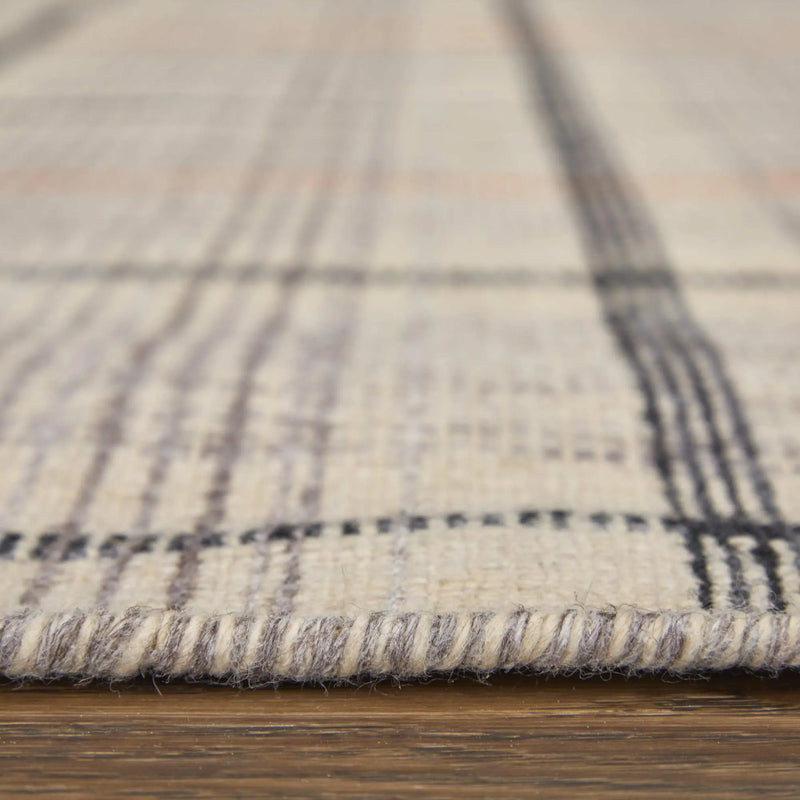 8' Tan Orange And Gray Plaid Hand Woven Area Rug Homeroots Home Decor