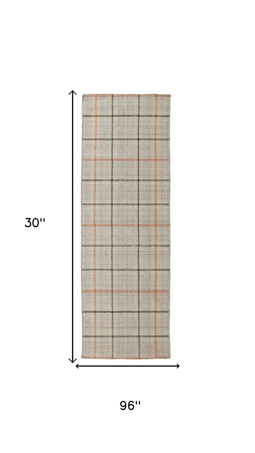 8' Tan Orange And Gray Plaid Hand Woven Area Rug Homeroots Home Decor