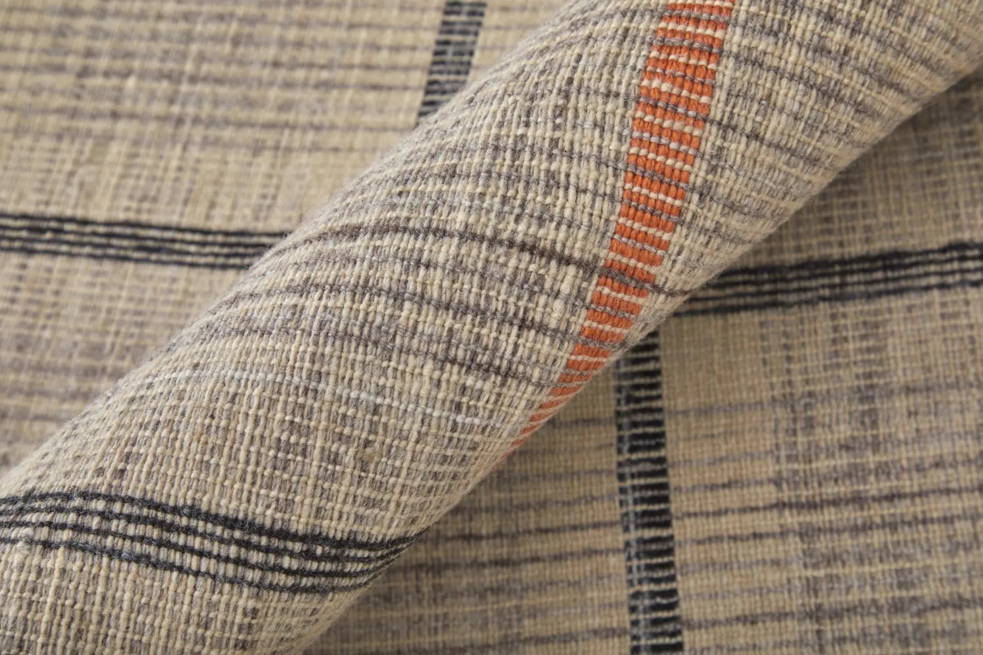 8' Tan Orange And Gray Plaid Hand Woven Area Rug Homeroots Home Decor