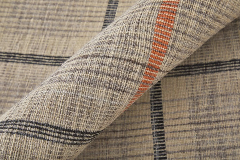 8' Tan Orange And Gray Plaid Hand Woven Area Rug Homeroots Home Decor