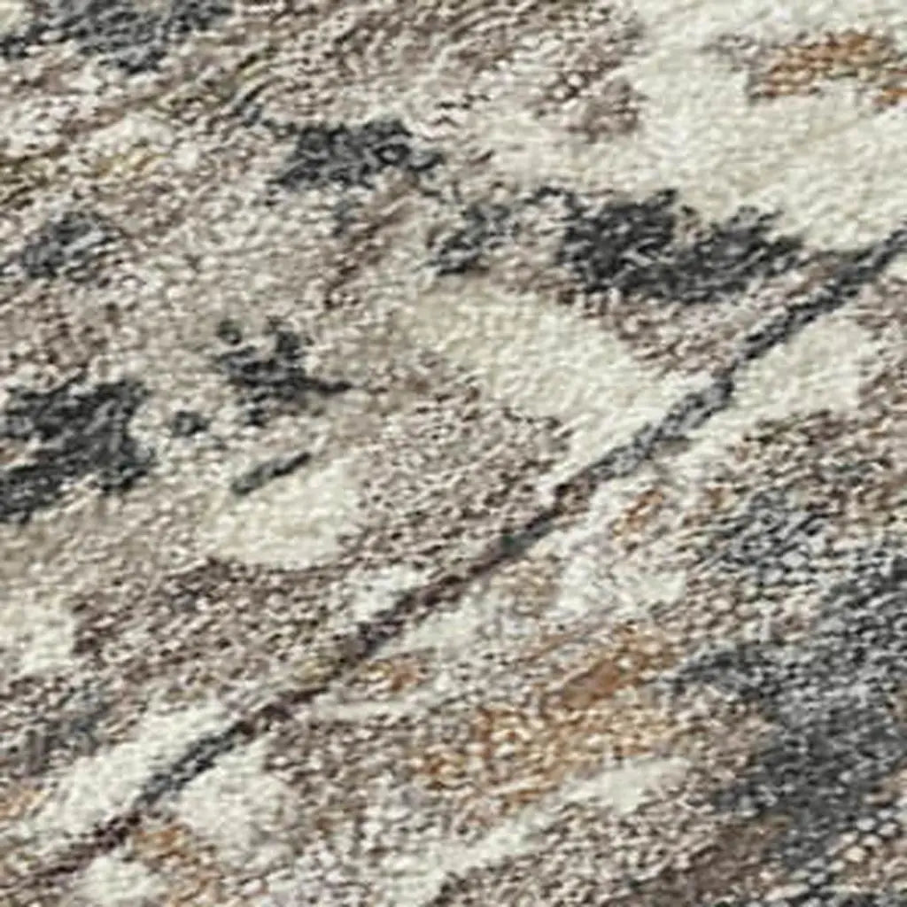 8' Taupe And Beige Round Abstract Washable Indoor Outdoor Area Rug Homeroots Outdoor
