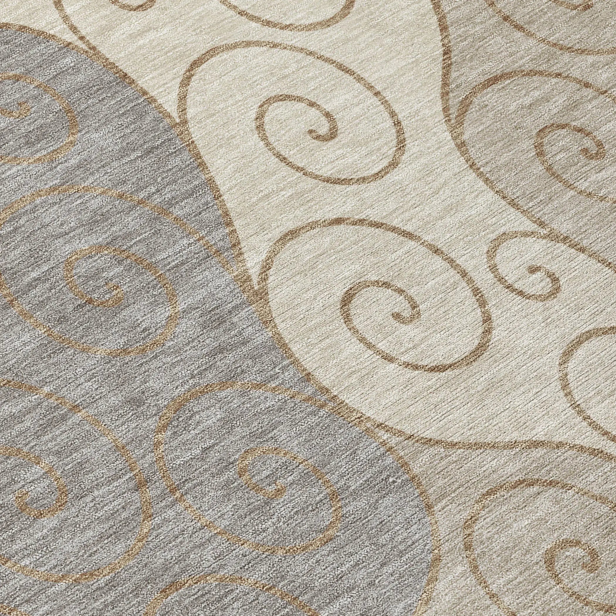 8' Taupe And Beige Round Abstract Washable Indoor Outdoor Area Rug Homeroots Outdoor