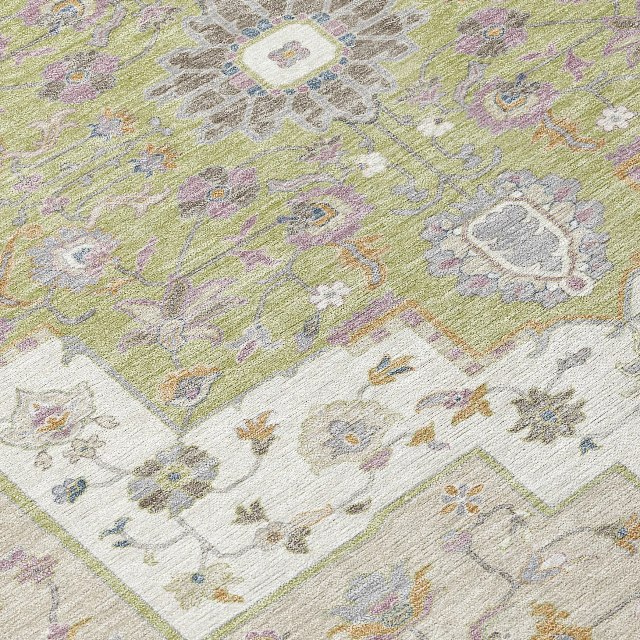 8' Taupe And Beige Round Floral Medallion Washable Indoor Outdoor Area Rug Homeroots Outdoor