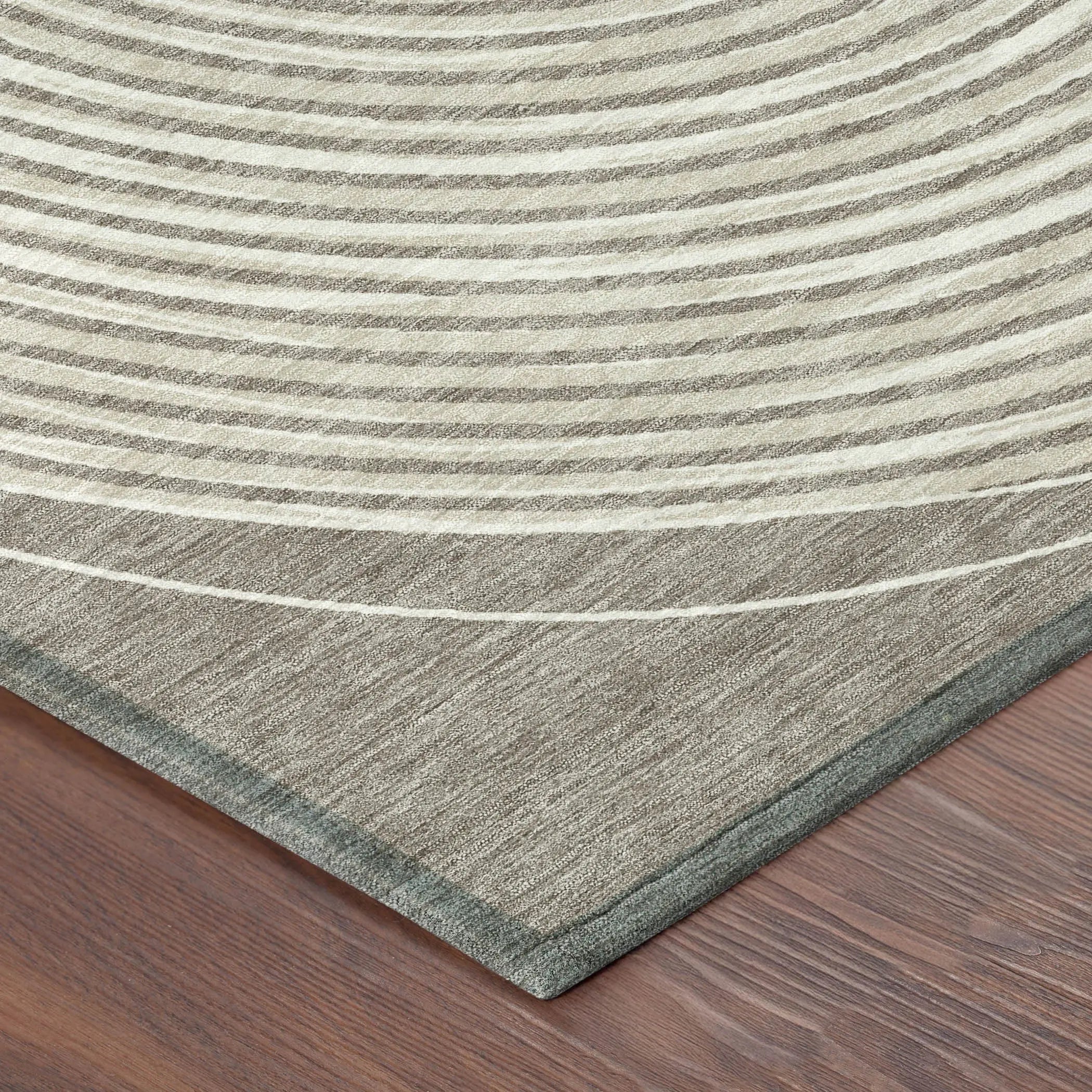 8' Taupe And Beige Round Geometric Washable Indoor Outdoor Area Rug Homeroots Outdoor