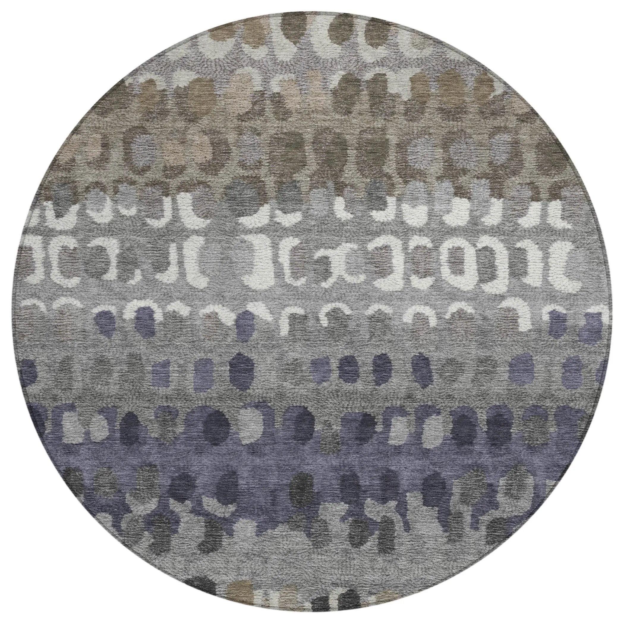 8' Taupe And Beige Round Geometric Washable Indoor Outdoor Area Rug Homeroots Outdoor