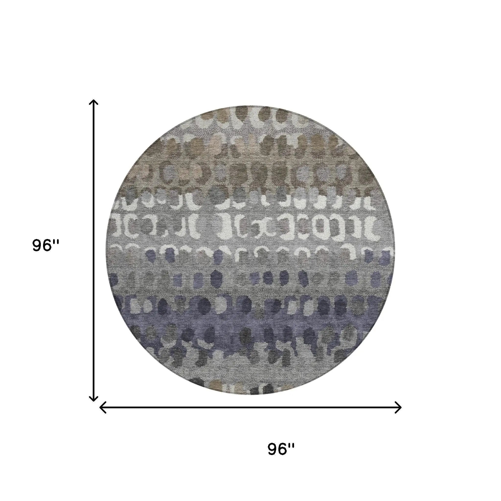 8' Taupe And Beige Round Geometric Washable Indoor Outdoor Area Rug Homeroots Outdoor