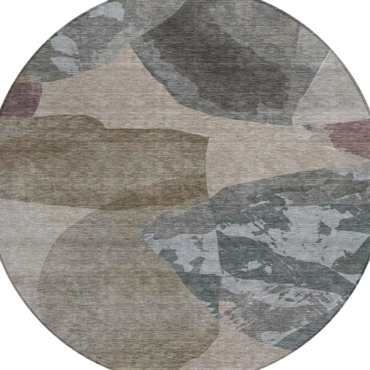 8' Taupe And Brown Round Abstract Washable Indoor Outdoor Area Rug Homeroots Outdoor