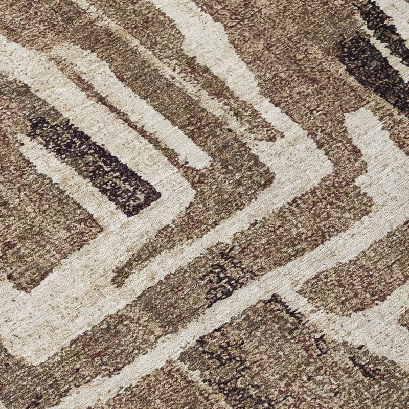8' Taupe And Brown Round Abstract Washable Indoor Outdoor Area Rug Homeroots Outdoor