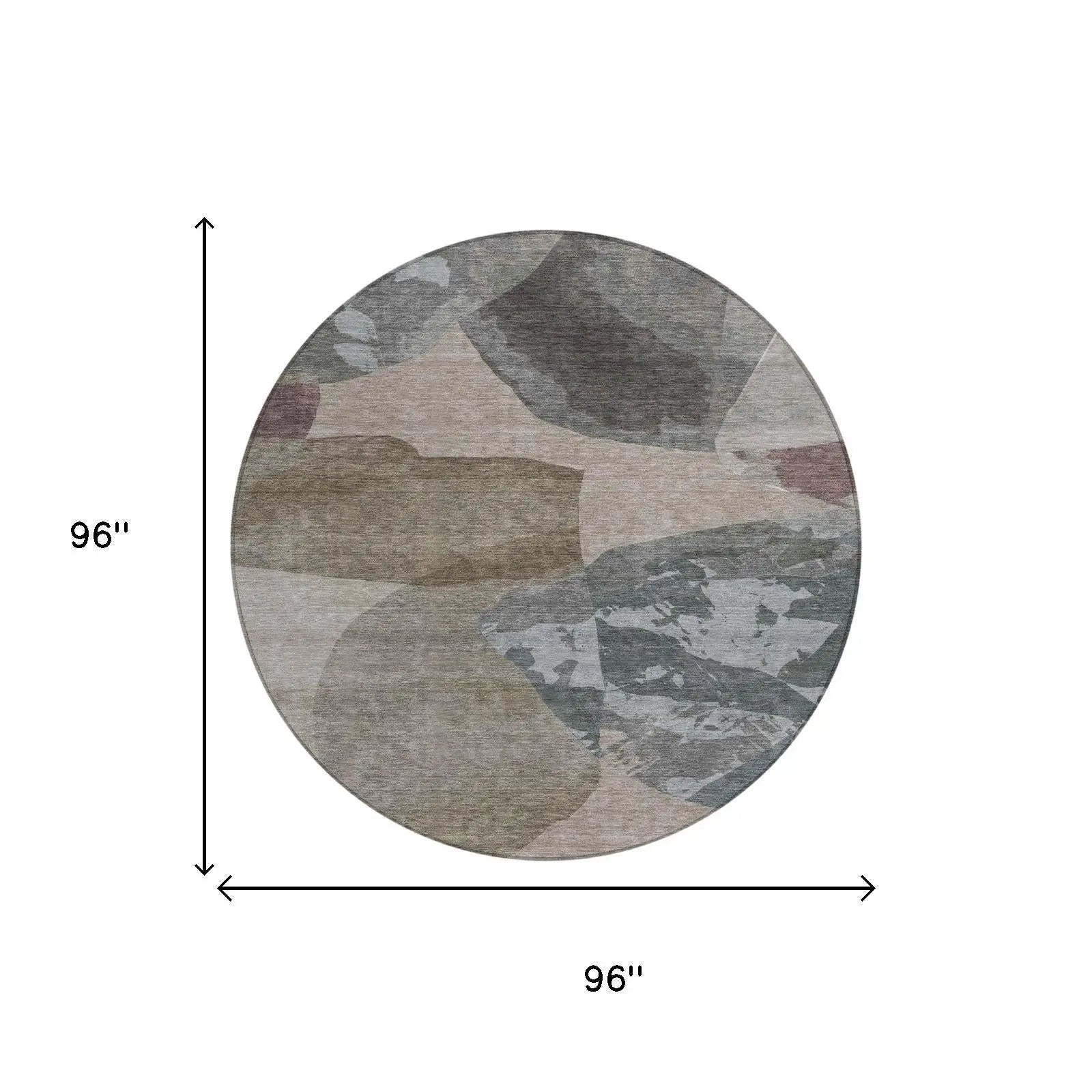 8' Taupe And Brown Round Abstract Washable Indoor Outdoor Area Rug Homeroots Outdoor