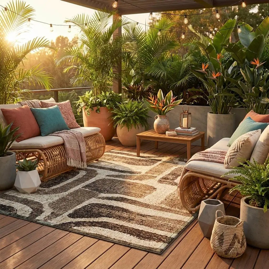 8' Taupe And Brown Round Abstract Washable Indoor Outdoor Area Rug Homeroots Outdoor