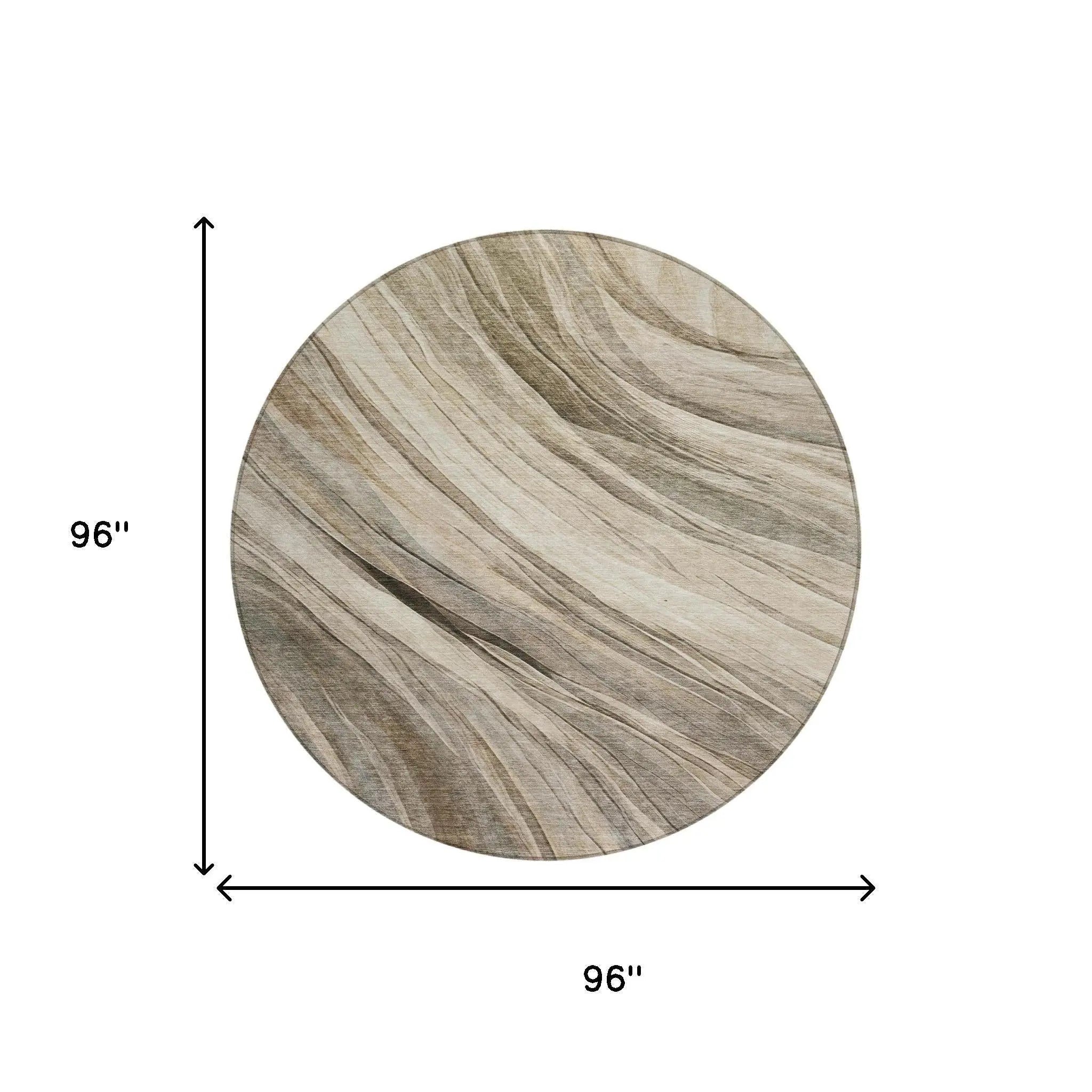 8' Taupe And Brown Round Abstract Washable Indoor Outdoor Area Rug Homeroots Outdoor