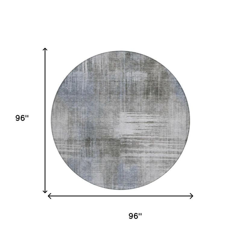 8' Taupe And Brown Round Abstract Washable Indoor Outdoor Area Rug Homeroots Outdoor