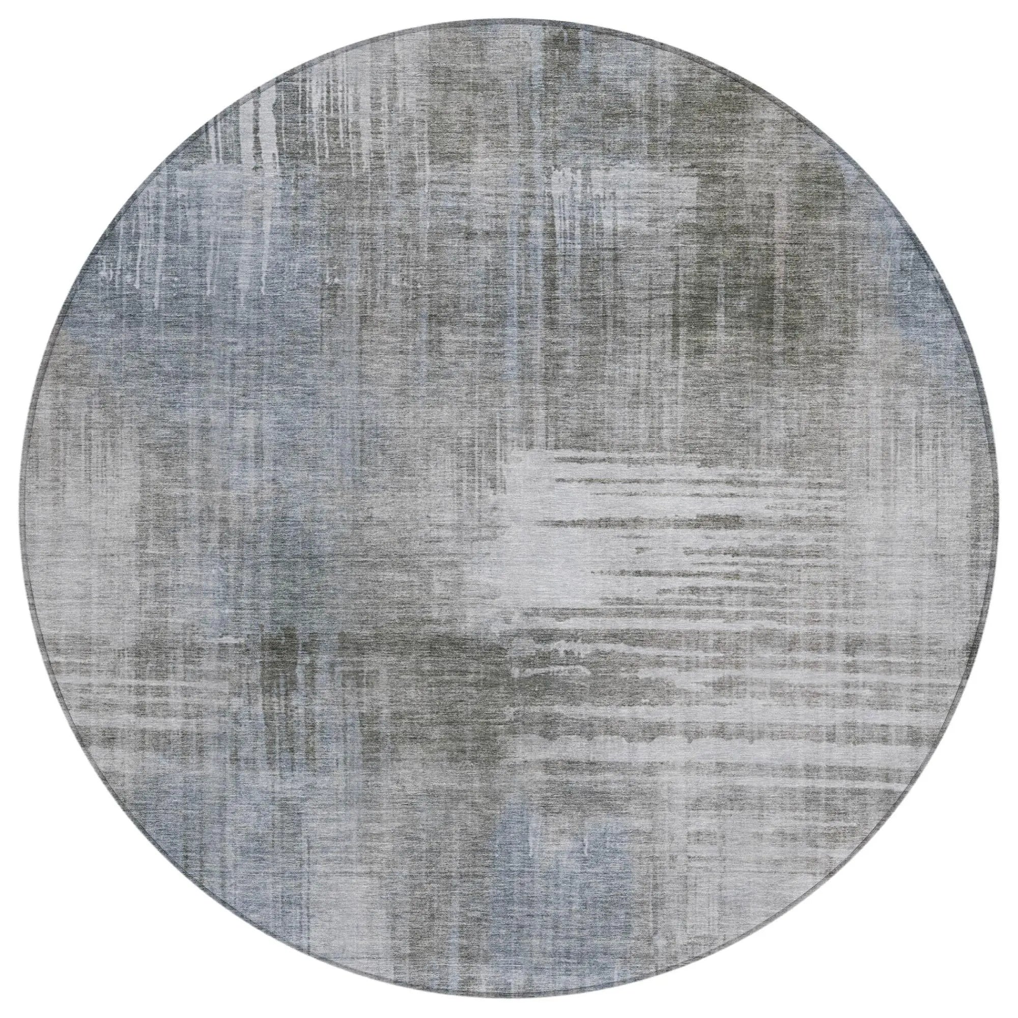 8' Taupe And Brown Round Abstract Washable Indoor Outdoor Area Rug Homeroots Outdoor