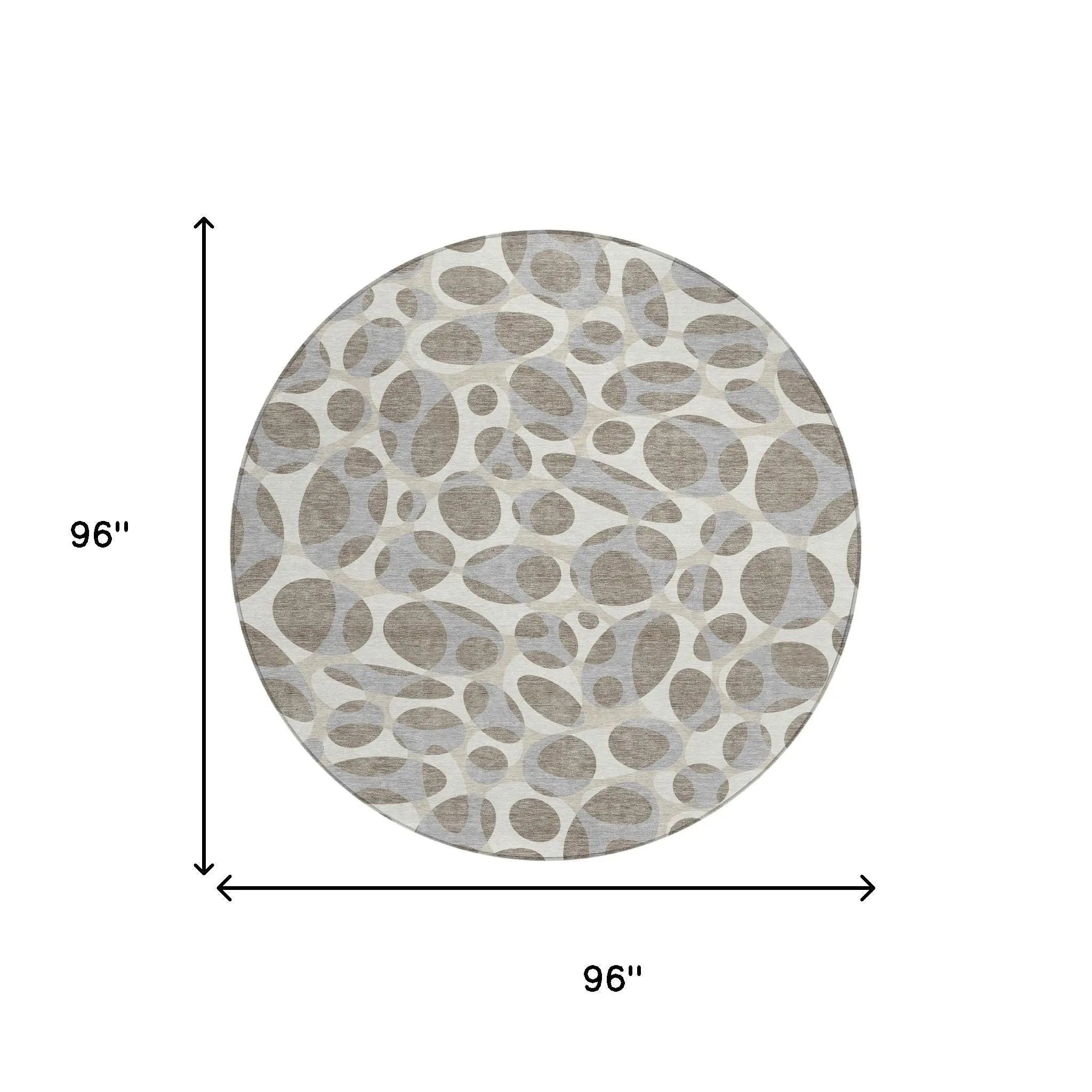 8' Taupe And Brown Round Abstract Washable Indoor Outdoor Area Rug Homeroots Outdoor