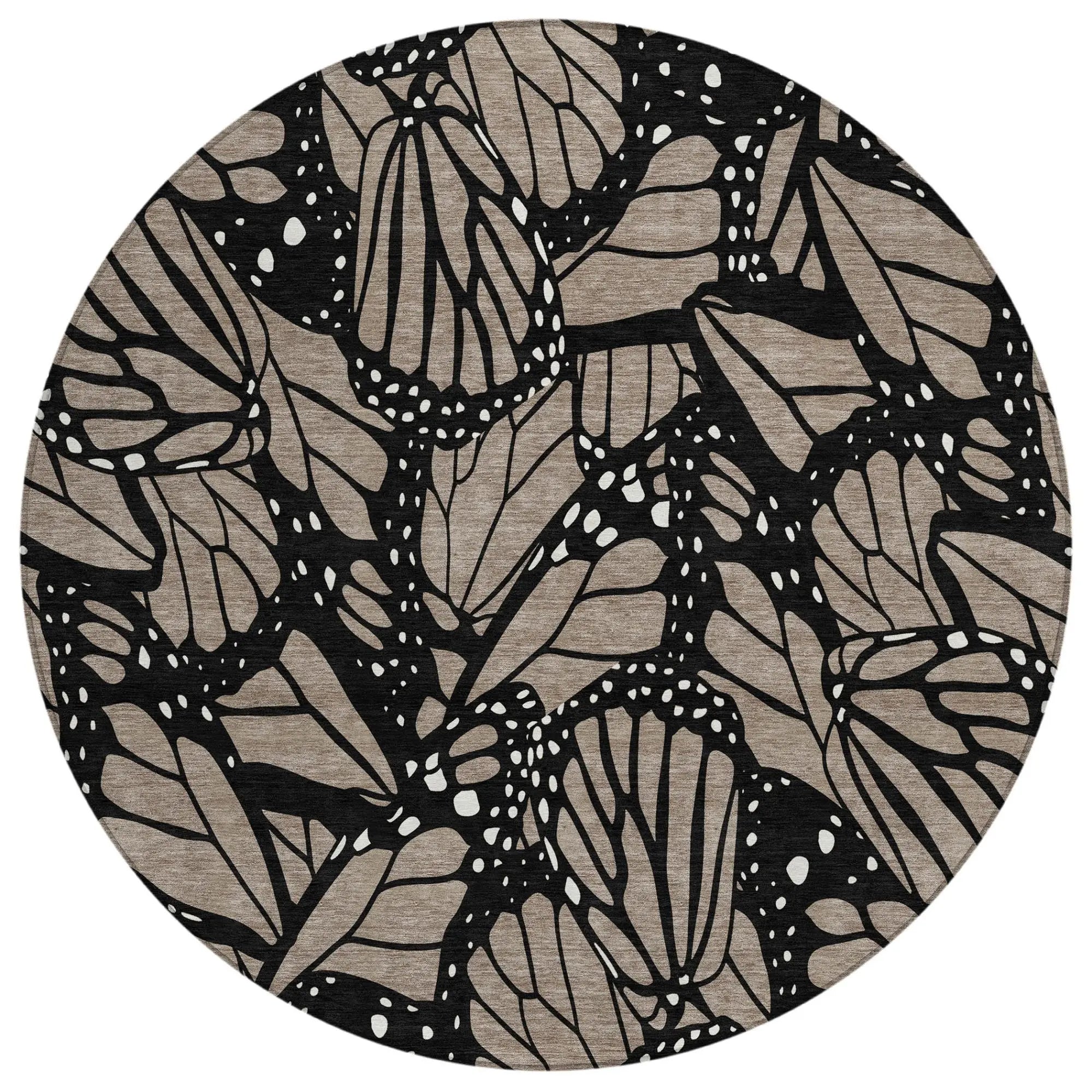 8' Taupe And Brown Round Animal Print Washable Indoor Outdoor Area Rug Homeroots Outdoor